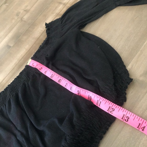 Black Off the Shoulder Crop Top - Picture 3 of 3